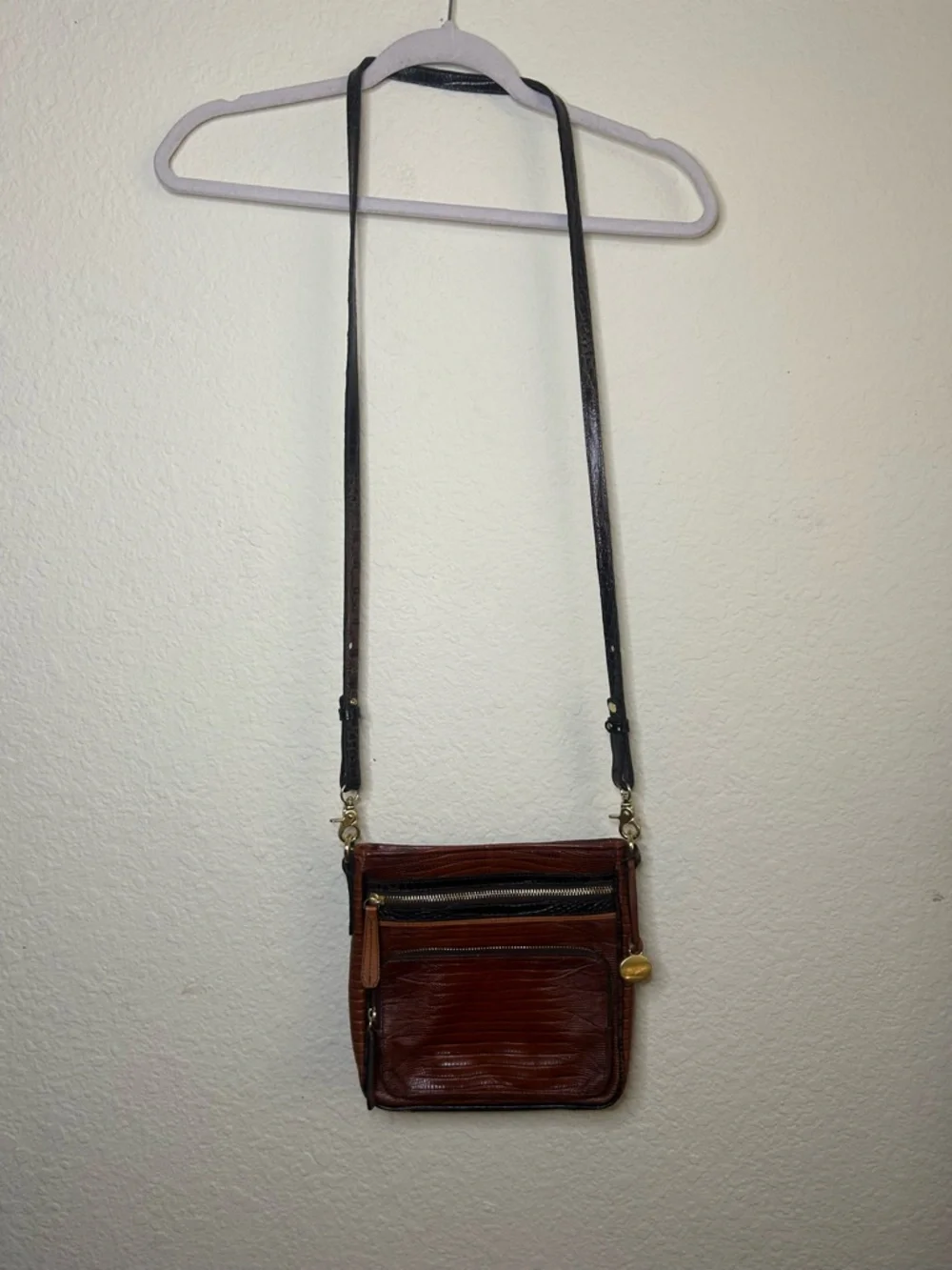 Brahmin Leather Crossbody Bag‎ in Brown Casual Western Festival Rustic Rodeo